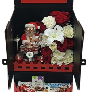Drums Santa Claus Gift Box with Roses and Chocolates (code203)